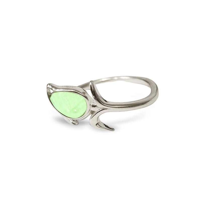 ANILLO TULIPAN CIRCON VERDE PLATA FINA 925 - 2