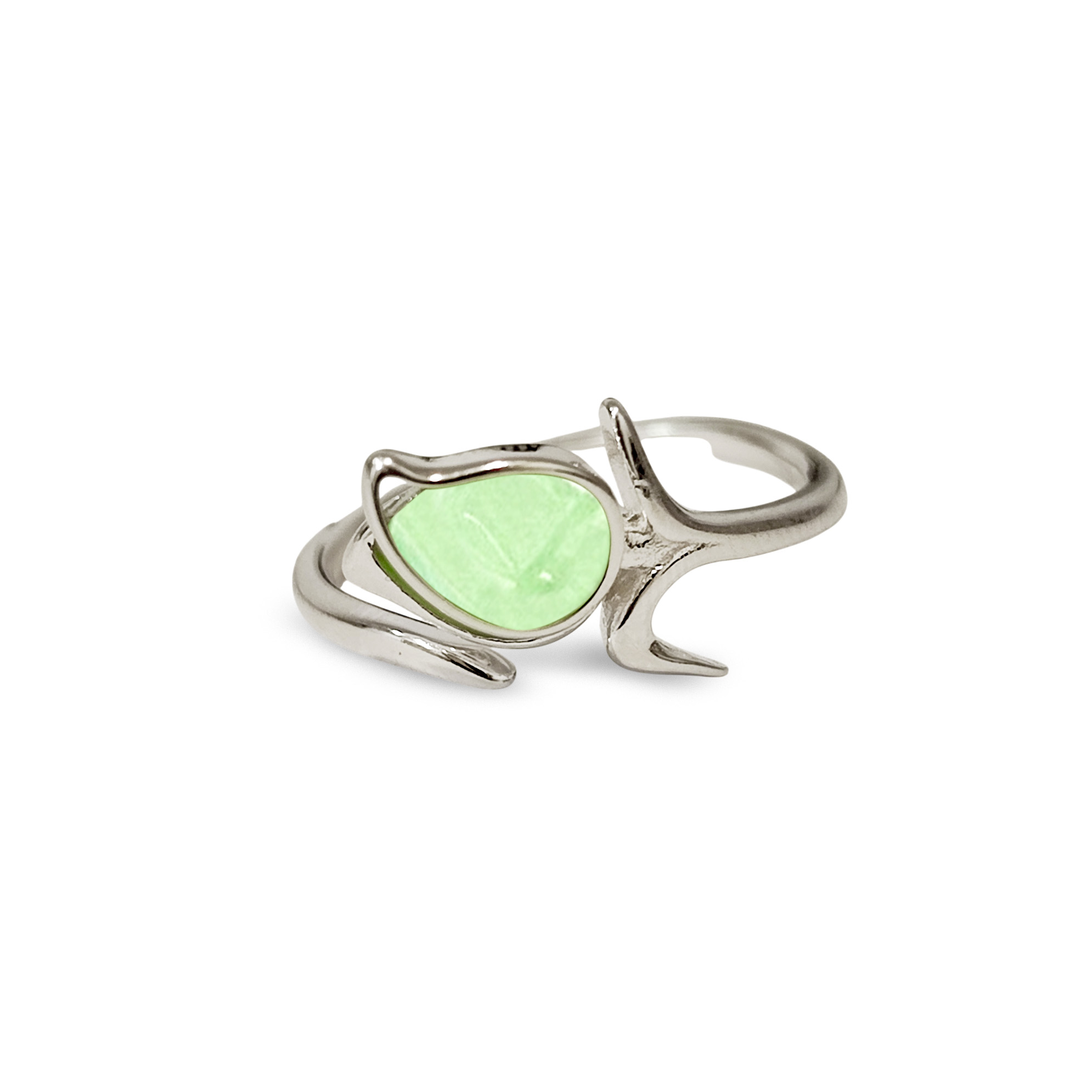 ANILLO TULIPAN CIRCON VERDE PLATA FINA 925 - 3