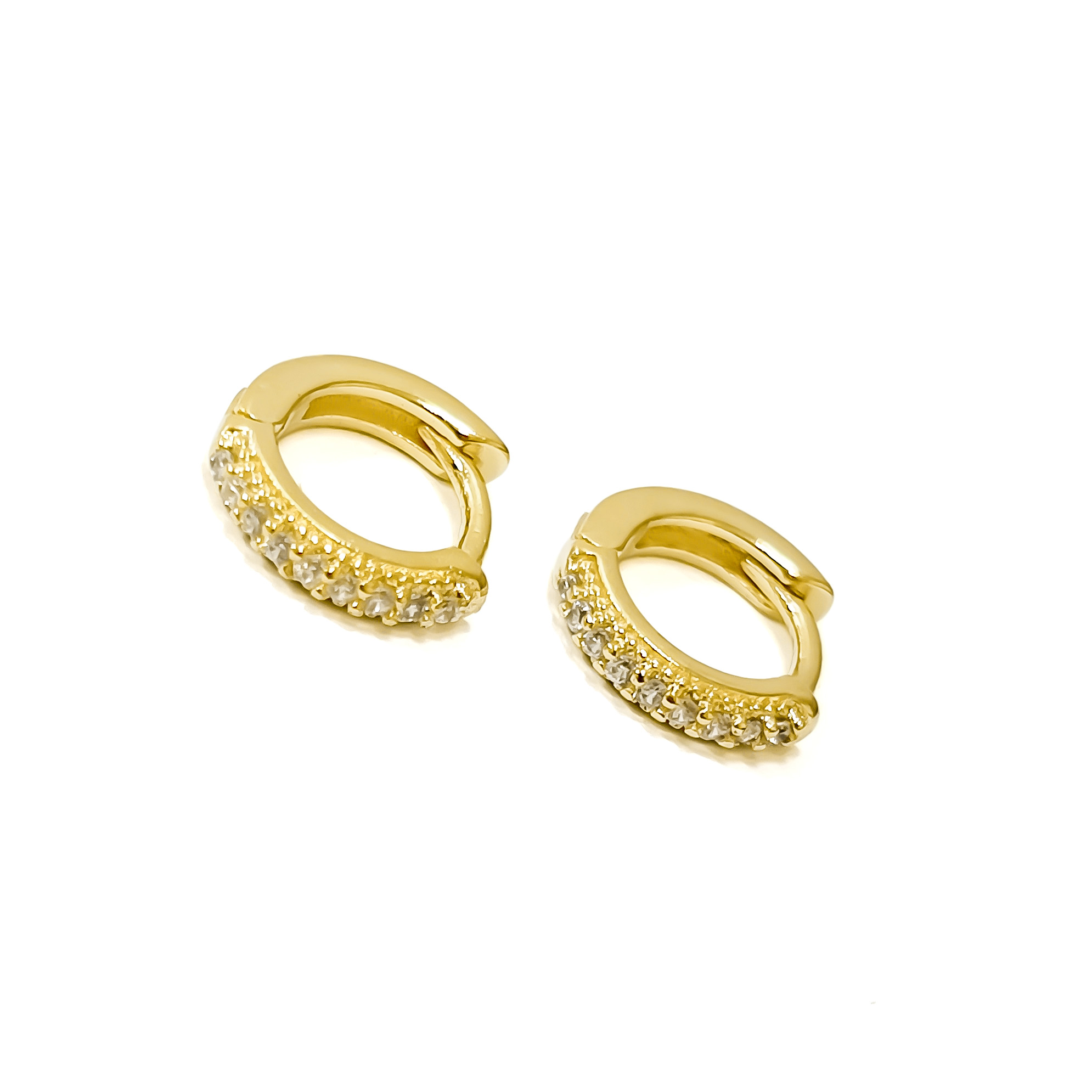 AROS ARGOLLA NIÑA CINTILLO MICRO CIRCON ENCHAPADO ORO 18K - 1