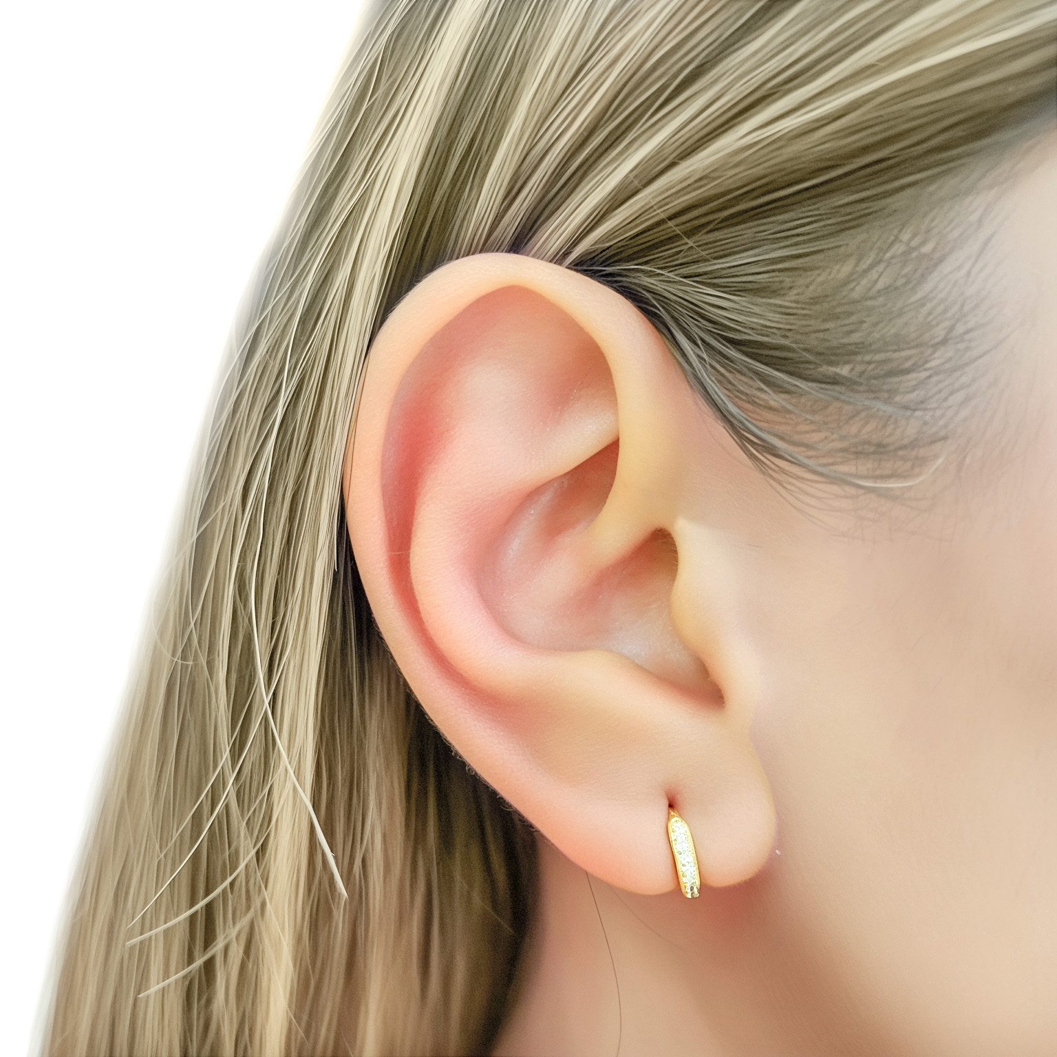 AROS ARGOLLA NIÑA CINTILLO MICRO CIRCON ENCHAPADO ORO 18K - 3