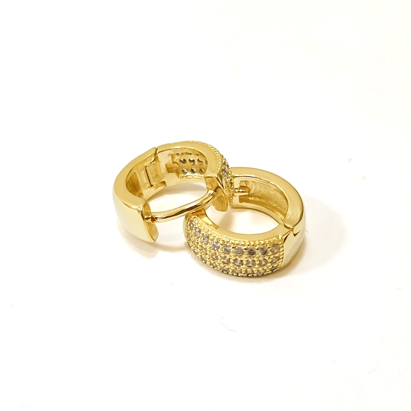 AROS ARGOLLA 3 LINEAS CIRCON BLANCO 11 MM ENCHAPADO ORO 18K - 1