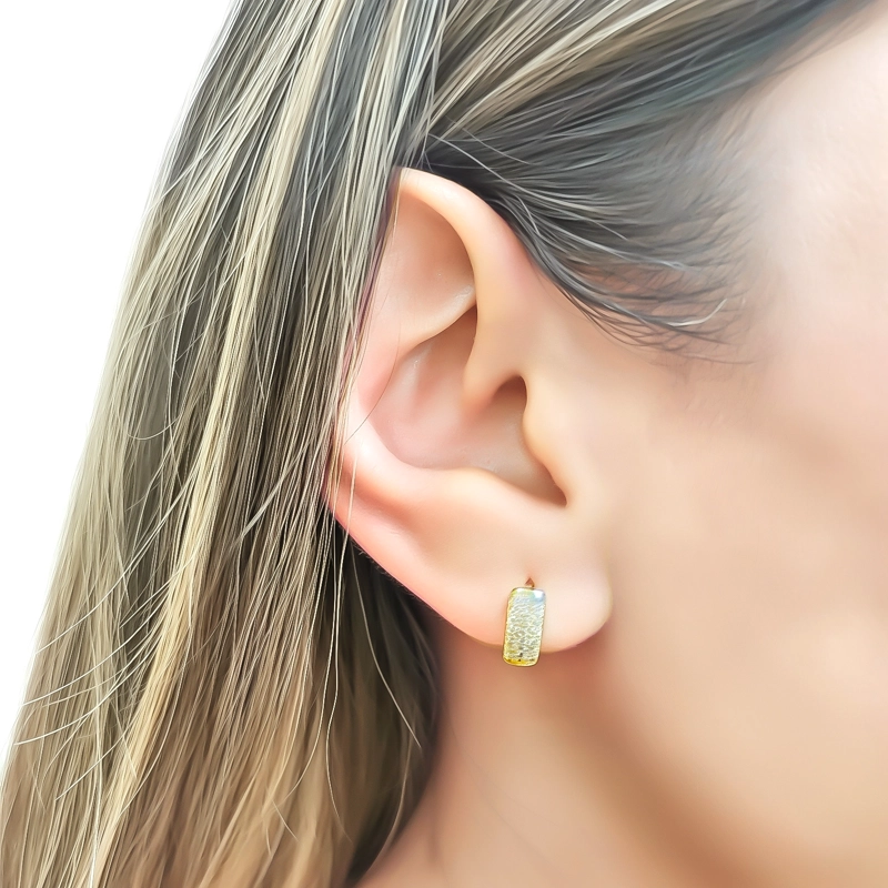 AROS ARGOLLA 3 LINEAS CIRCON BLANCO 11 MM ENCHAPADO ORO 18K - 3