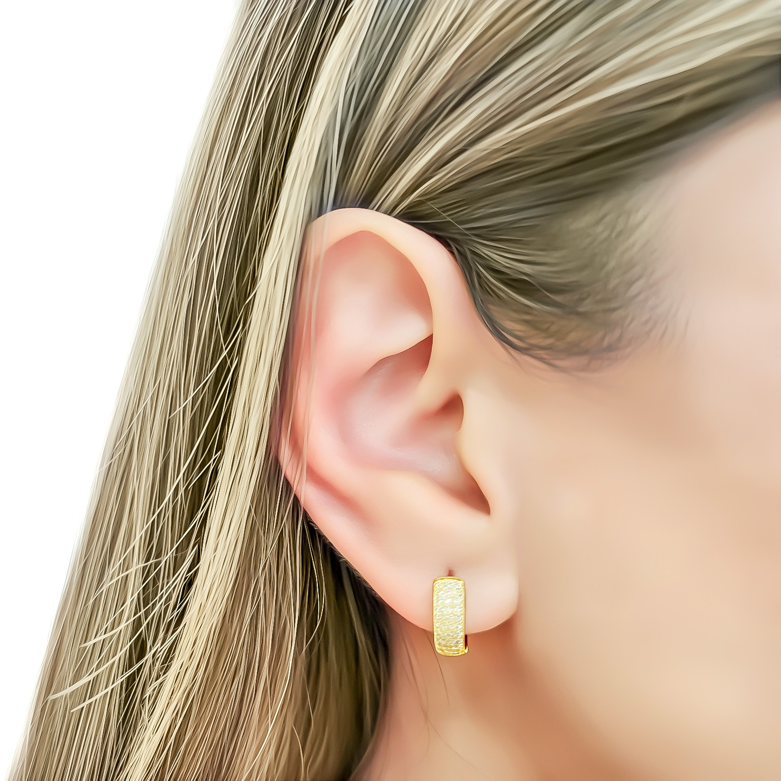 AROS ARGOLLA 3 LINEAS CIRCON BLANCO 13MM  ENCHAPADO ORO 18K - 3