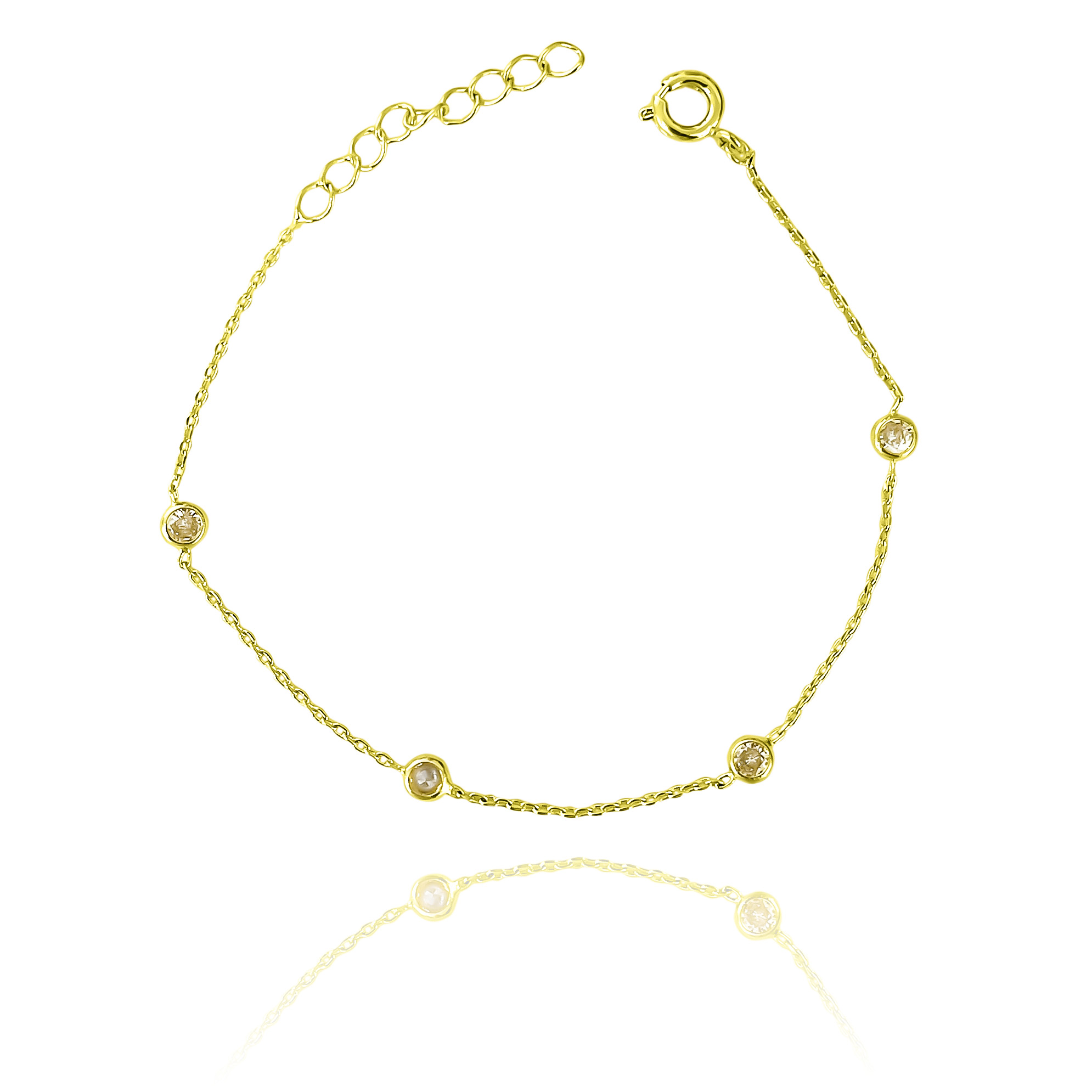 PULSERA 4 CIRCONES CADENA ESLABON ENCHAPADO ORO 18K - 1