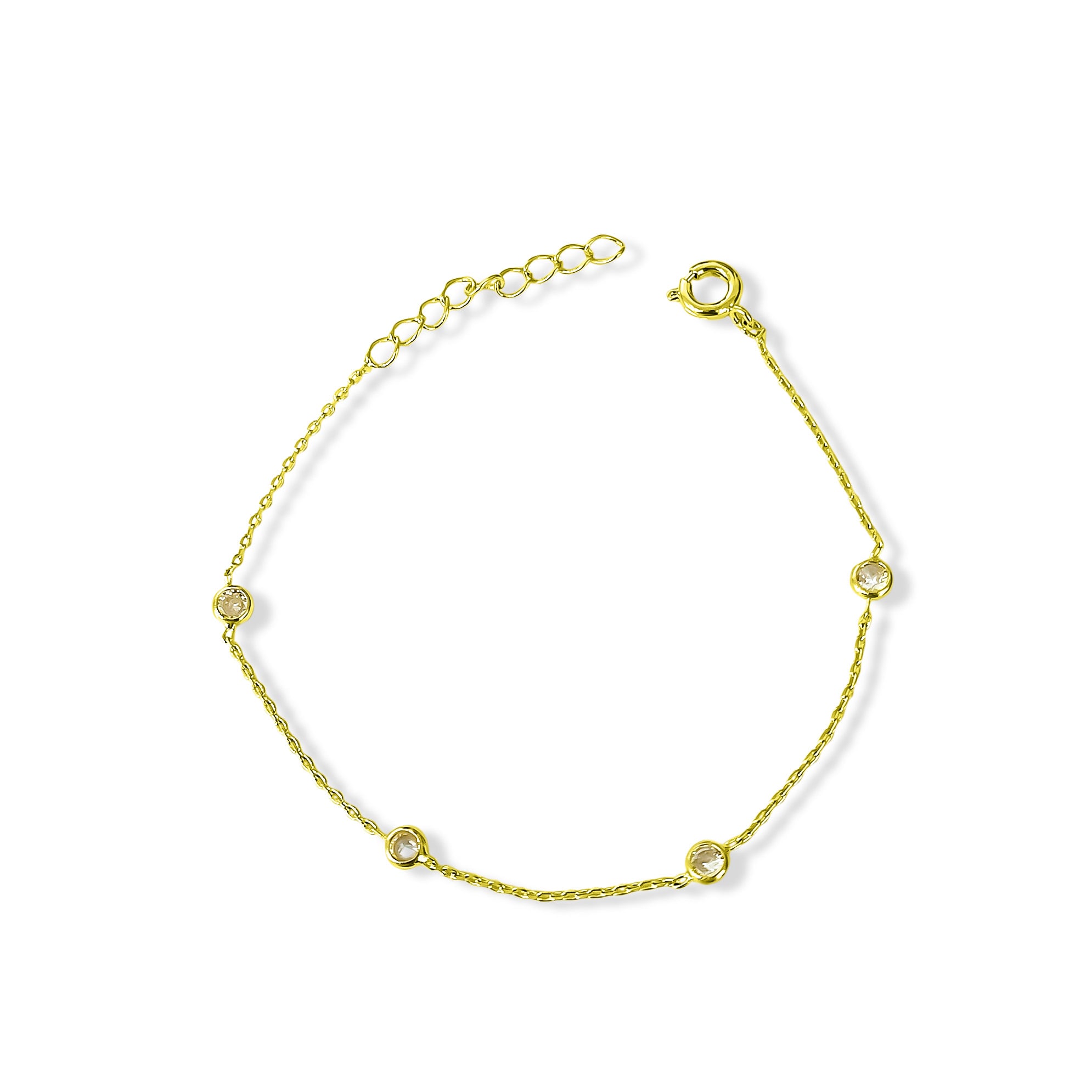 PULSERA 4 CIRCONES CADENA ESLABON ENCHAPADO ORO 18K - 2