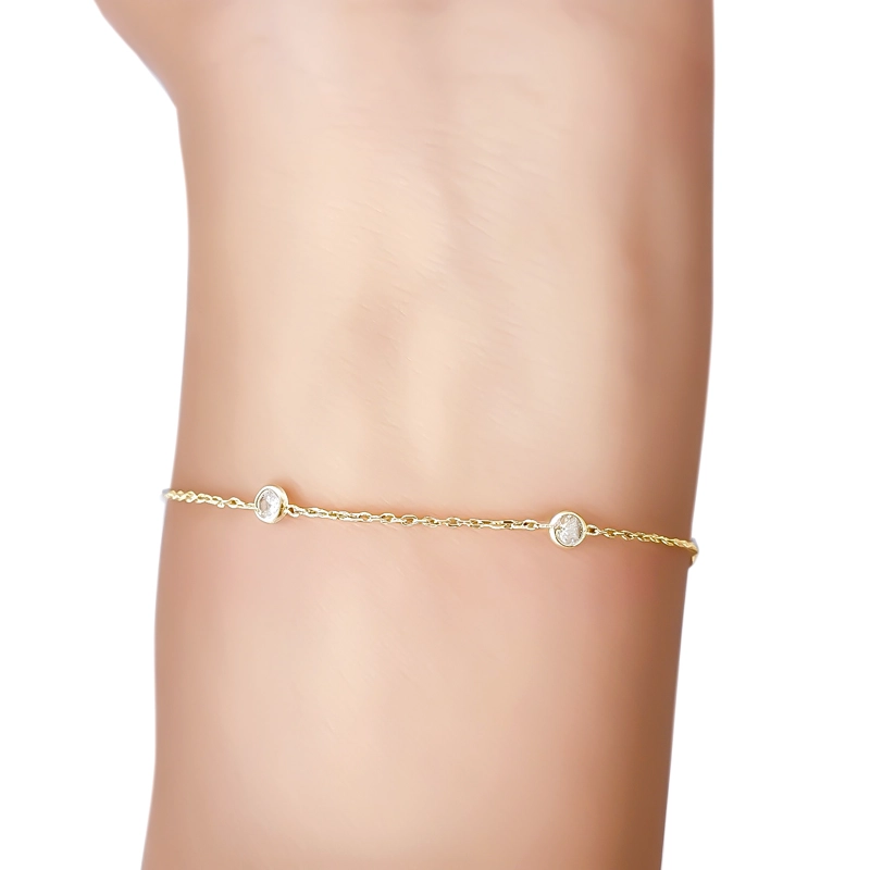 PULSERA 4 CIRCONES CADENA ESLABON ENCHAPADO ORO 18K - 3