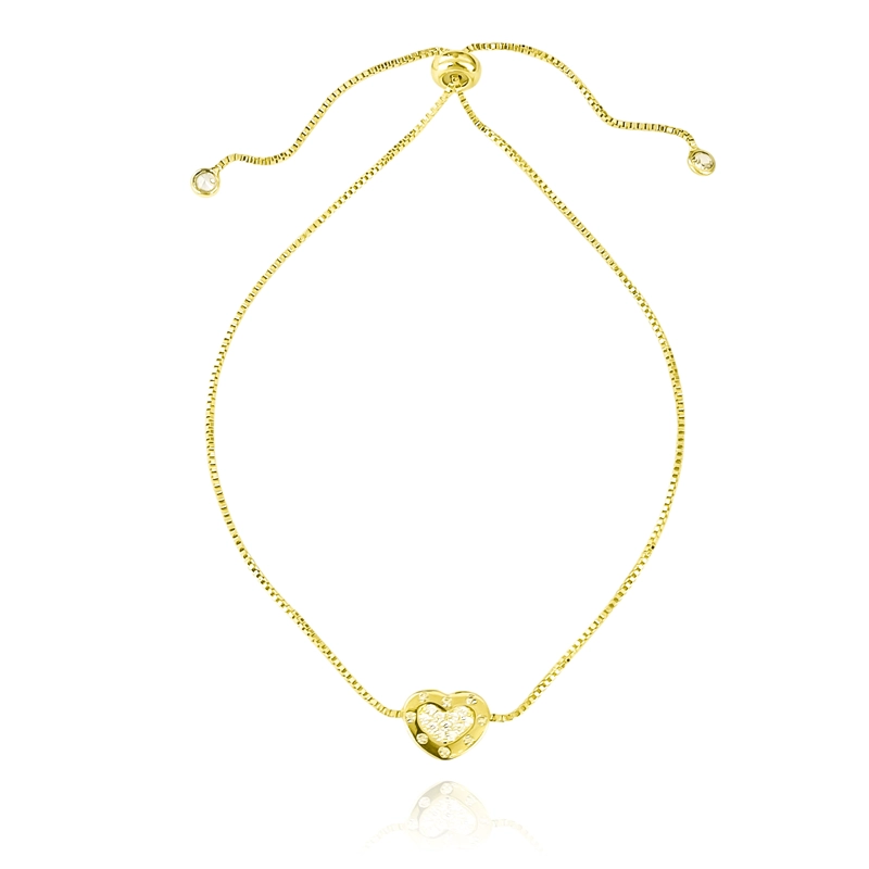 PULSERA CORAZON CIRCON BORDE ENCHAPADO ORO 18K - 1