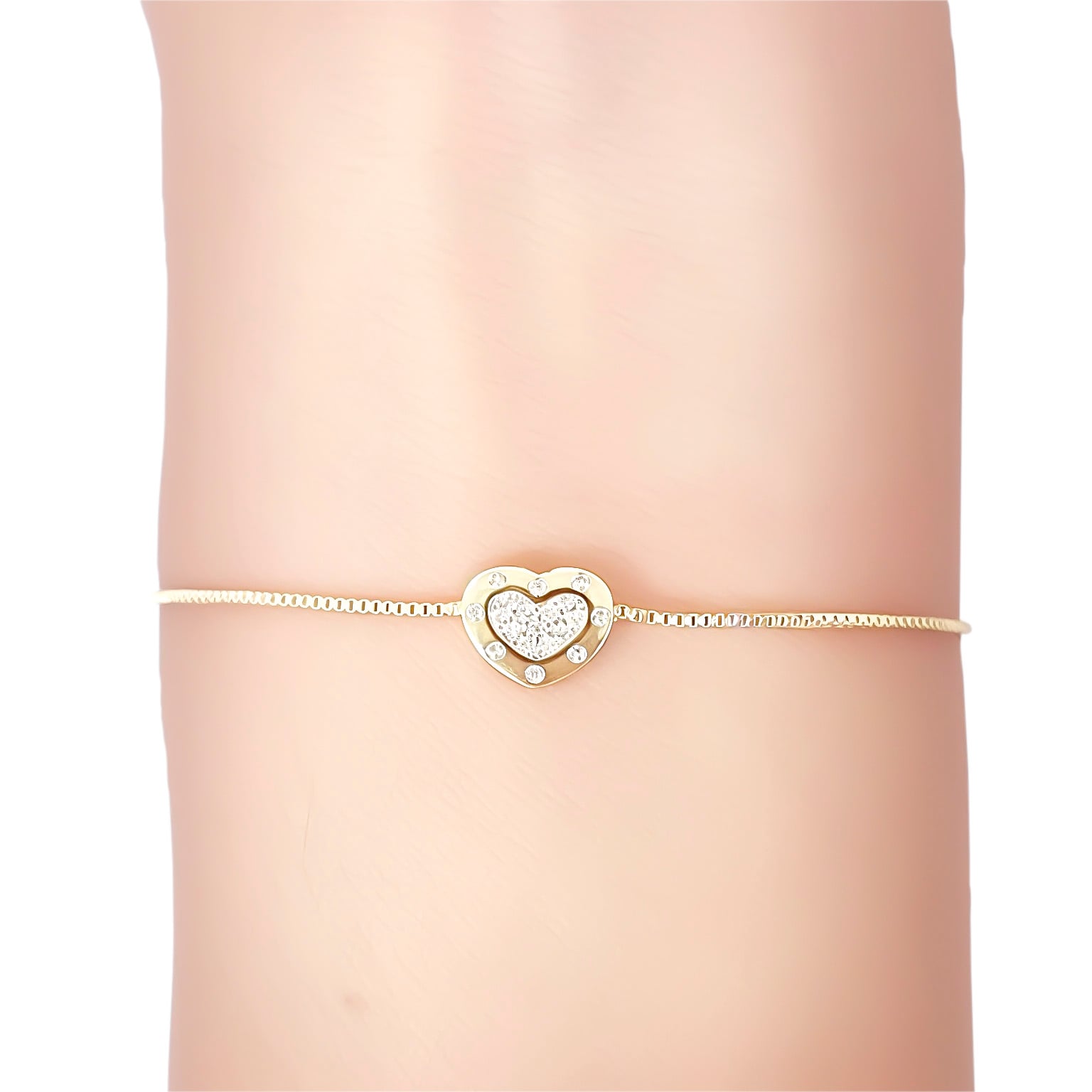 PULSERA CORAZON CIRCON BORDE ENCHAPADO ORO 18K - 3