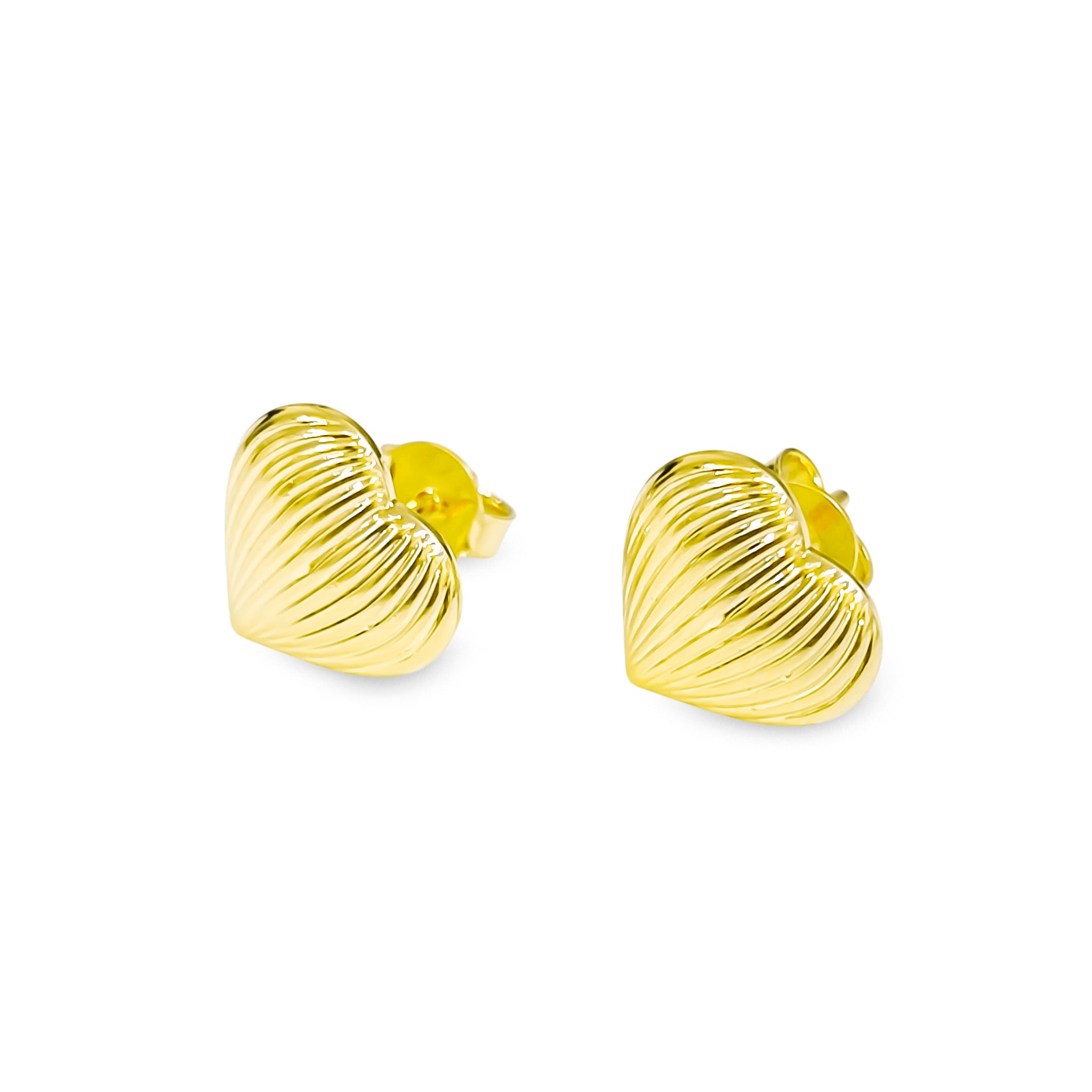 AROS CORAZON ESTRIADO 11MM ENCHAPADO ORO 18K - 1