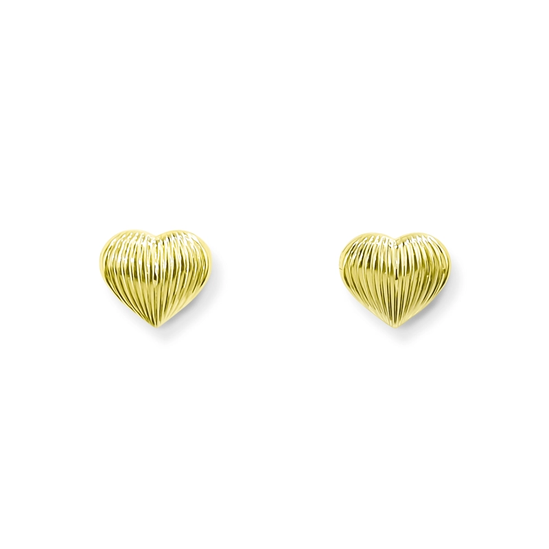 AROS CORAZON ESTRIADO 11MM ENCHAPADO ORO 18K - 2