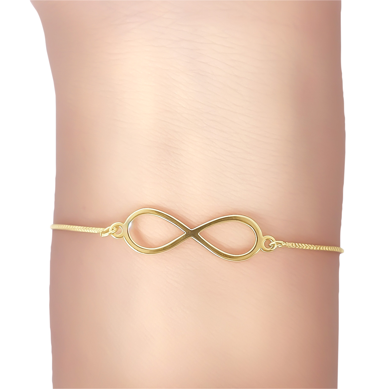 PULSERA INFINITO FINO LISO ENCHAPADO ORO 18K AJUSTABLE - 3