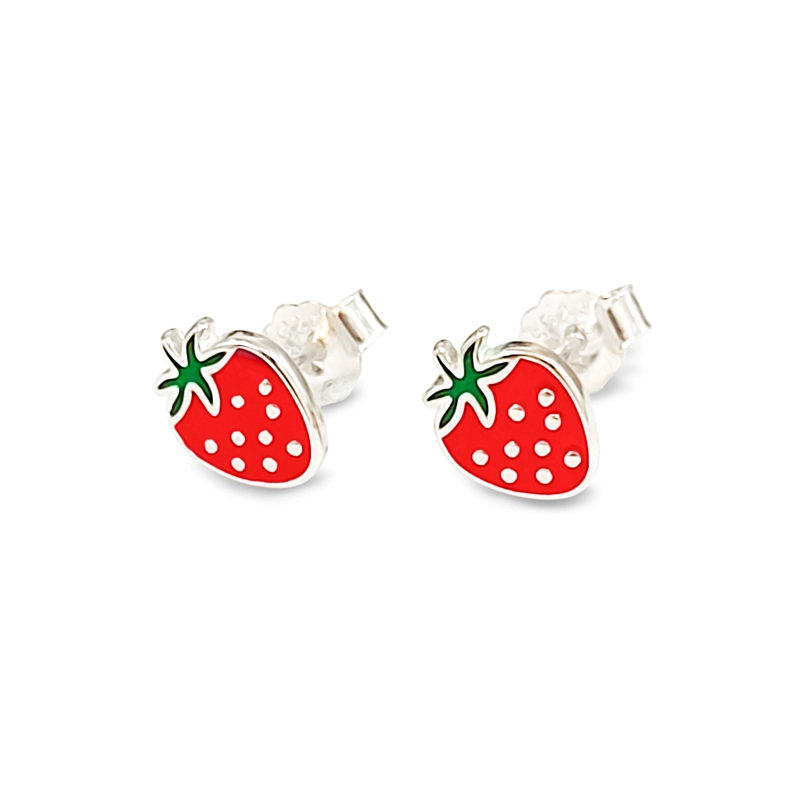 AROS FRUTILLA ESMALTADA PLATA FINA 925 - 2