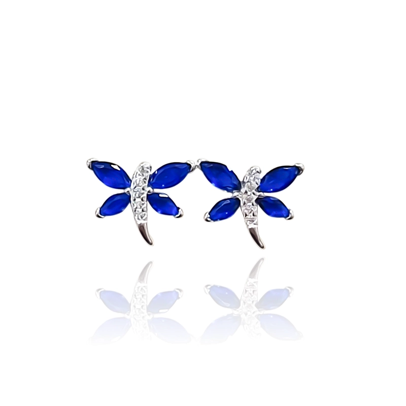 AROS LIBE LULA CIRCON AZUL PLATA FINA 925 - 1