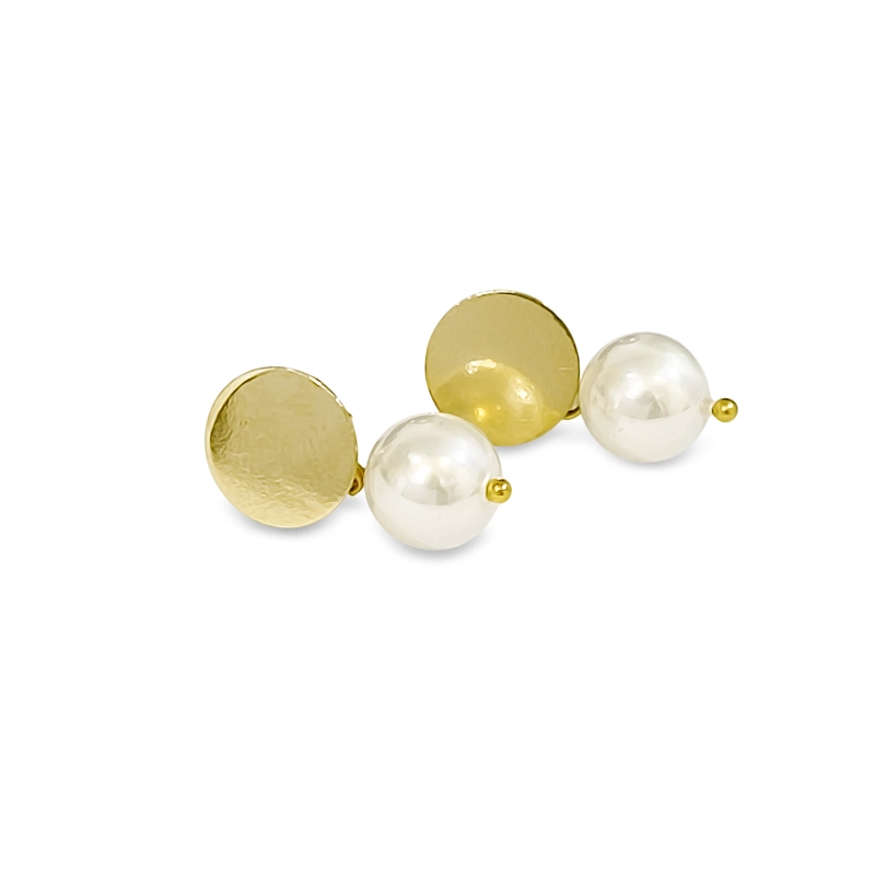 AROS PERLA SHELLPEARL 8MM TOPE REDONDO ENCHAPADO ORO 18K - 1