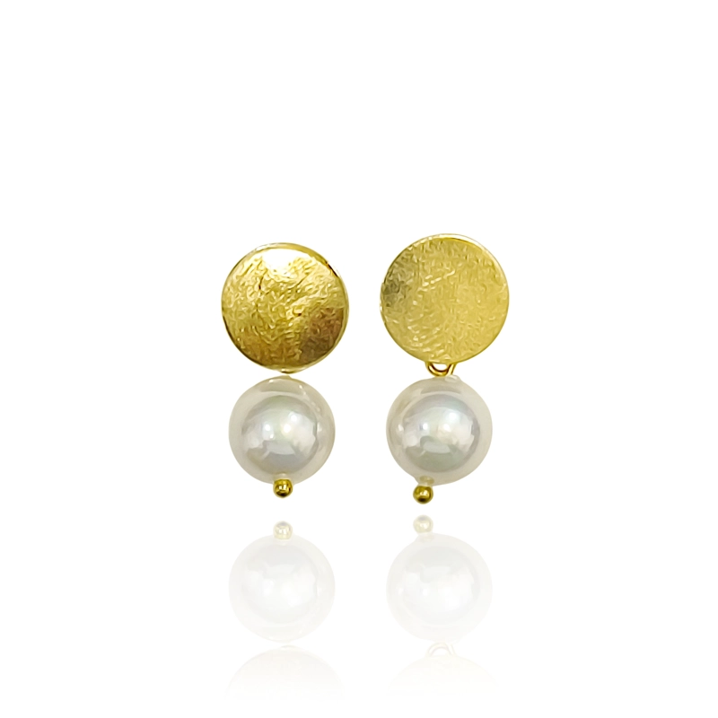 AROS PERLA SHELLPEARL 8MM TOPE REDONDO ENCHAPADO ORO 18K - 2