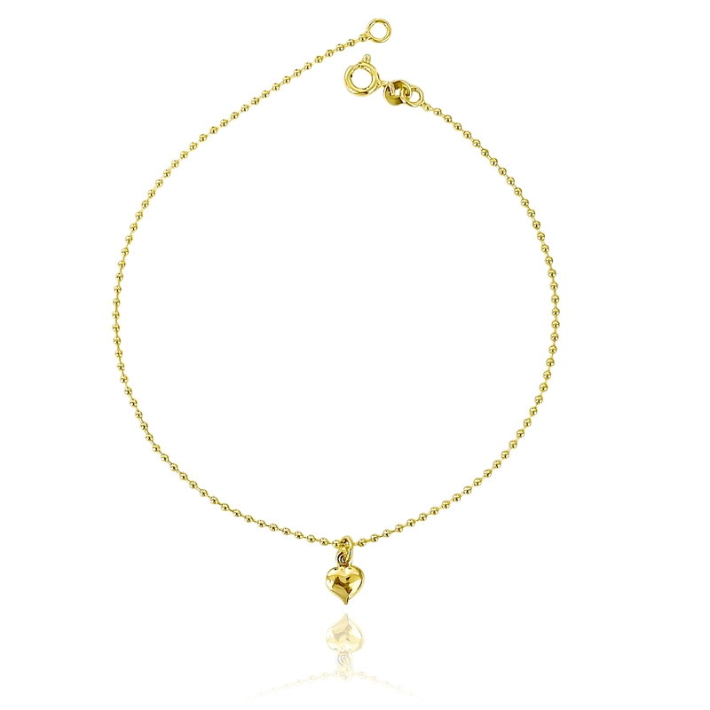 TOBILLERA MINI BEADS CORAZON ENCHAPADO ORO 18K - 1