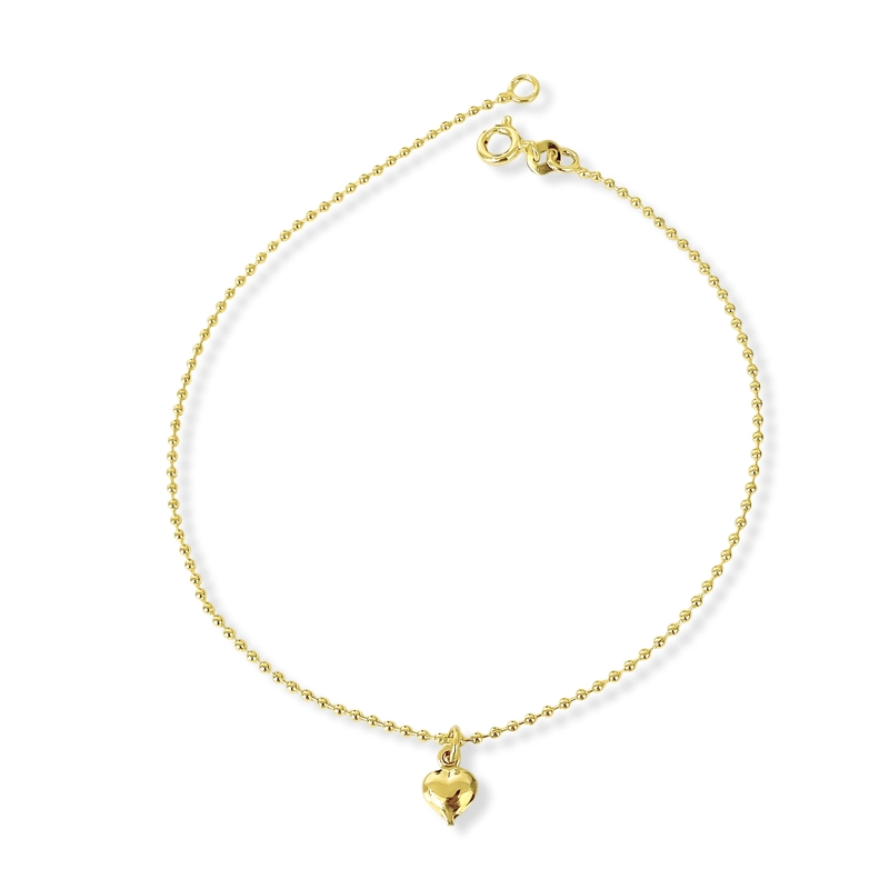 TOBILLERA MINI BEADS CORAZON ENCHAPADO ORO 18K - 2