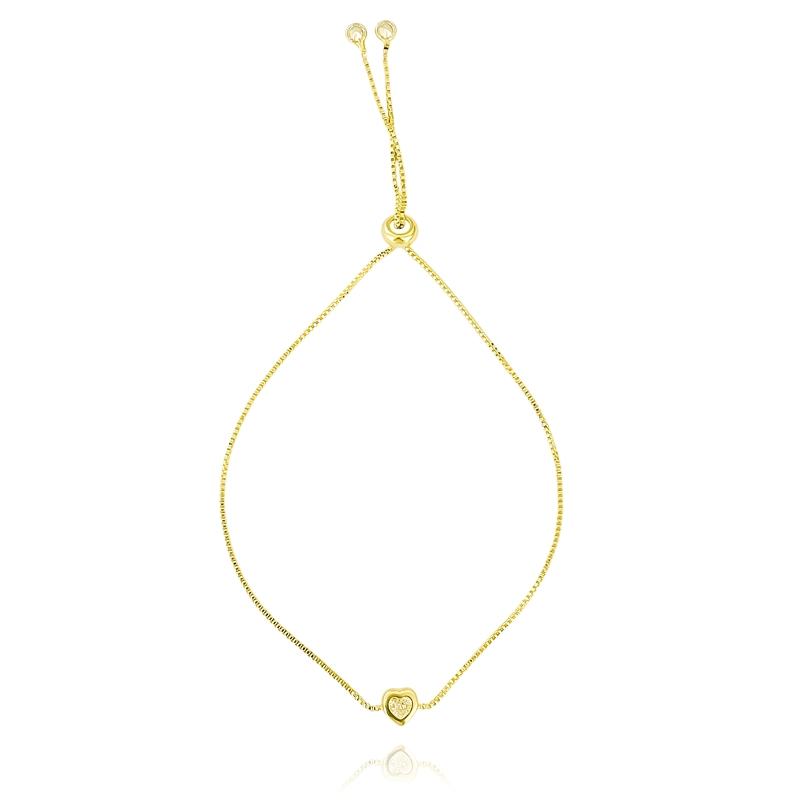 PULSERA CORAZON CIRCON VENECIANA ENCHAPADO ORO 18K AJUSTABLE - 1