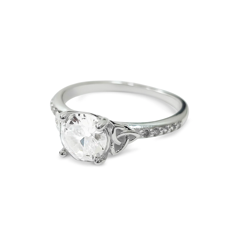 ANILLO CIRCON BLANCO TRIQUETA #20 PLATA FIN 925 - 1