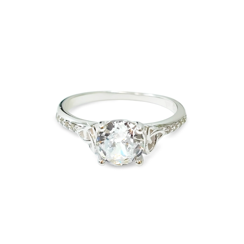 ANILLO CIRCON BLANCO TRIQUETA #20 PLATA FIN 925 - 2