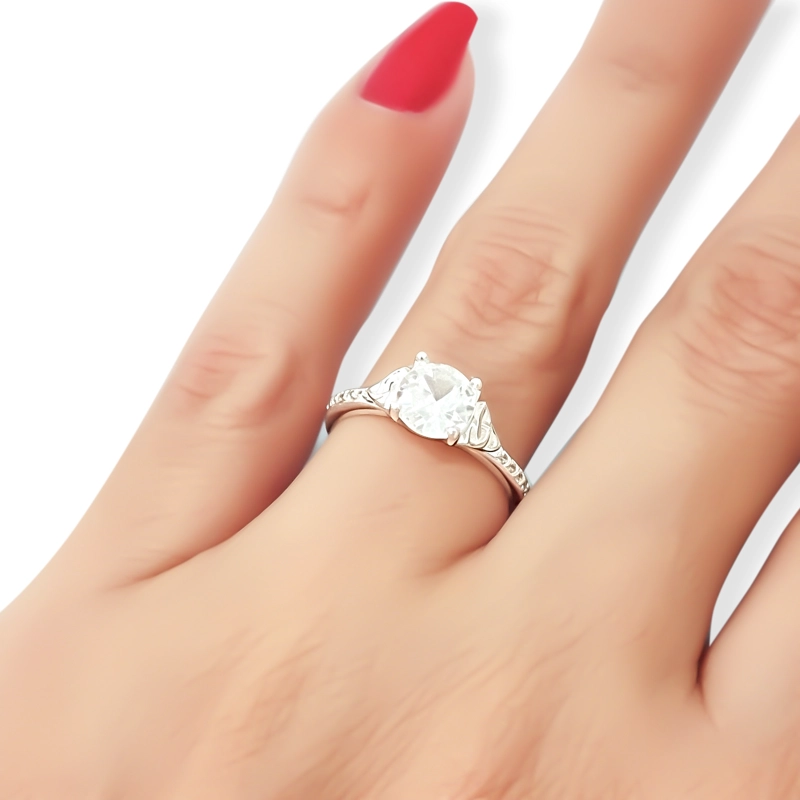 ANILLO CIRCON BLANCO TRIQUETA #20 PLATA FIN 925 - 4
