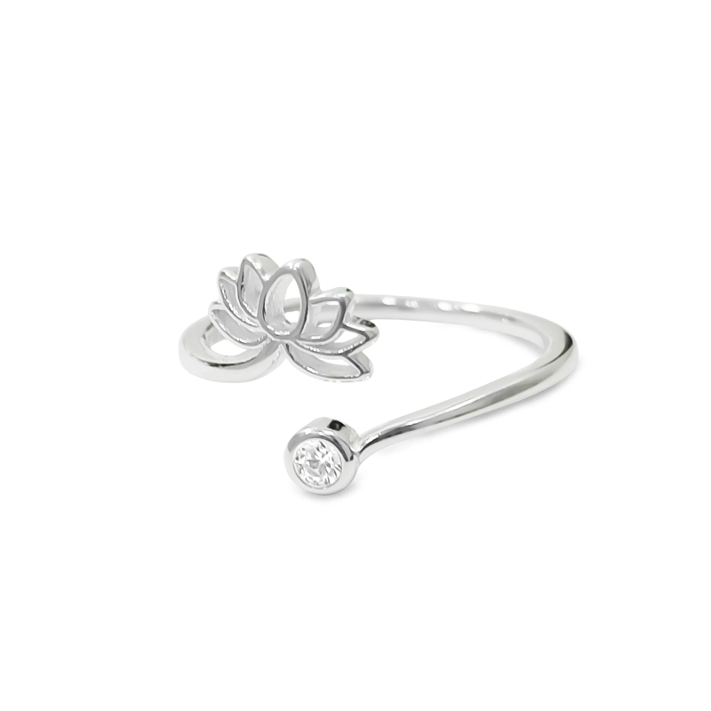 ANILLO FLOR DE LOTO PUNTO DE LUZ PLATA FINA 925 - 1
