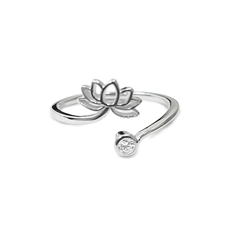 ANILLO FLOR DE LOTO PUNTO DE LUZ PLATA FINA 925 - 2
