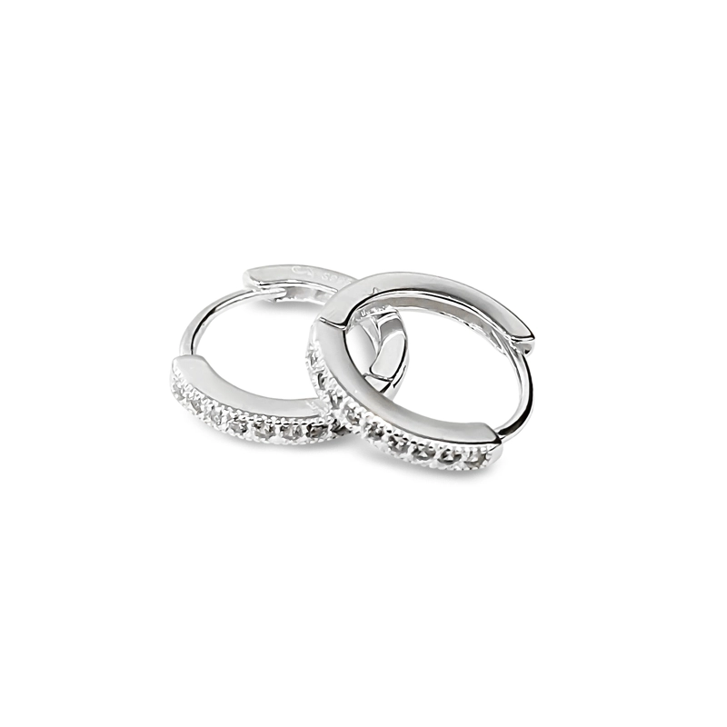 AROS ARGOLLA 1 LINEA CIRCON BLANCO 14MM PLATA FINA 925 - 2