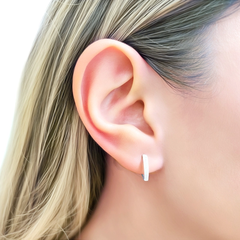 AROS ARGOLLA 1 LINEA CIRCON BLANCO 14MM PLATA FINA 925 - 3