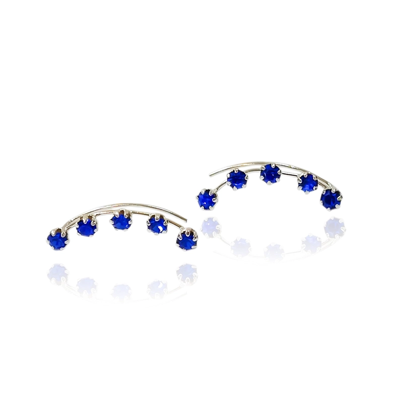 AROS TREPADORES 5 STRASS AZUL PLATA FINA 925 - 2