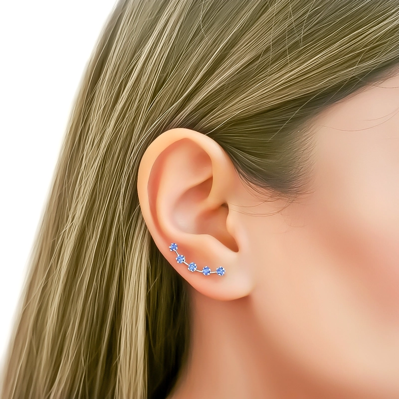 AROS TREPADORES 5 STRASS AZUL PLATA FINA 925 - 3