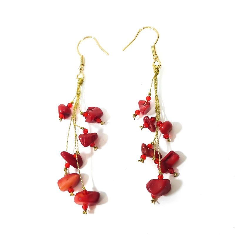 AROS CORAL RACIMO HILOS GANCHO ENCHAPADO ORO 18K - 1