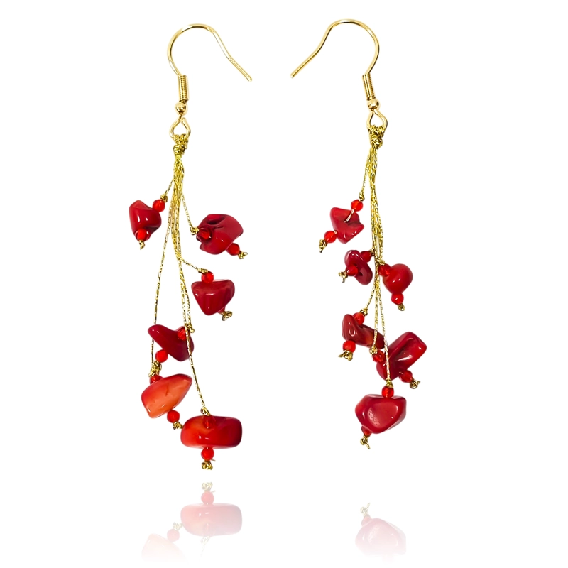 AROS CORAL RACIMO HILOS GANCHO ENCHAPADO ORO 18K - 2