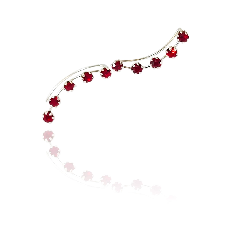 AROS TREPADORES 5 STRASS ROJO PLATA FINA 925 - 1