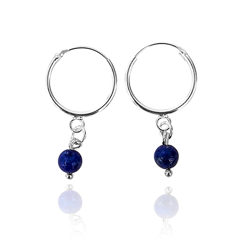 AROS ARGOLLA BOLA4 MM LAPISLAZULI PLATA FINA 925 - 2