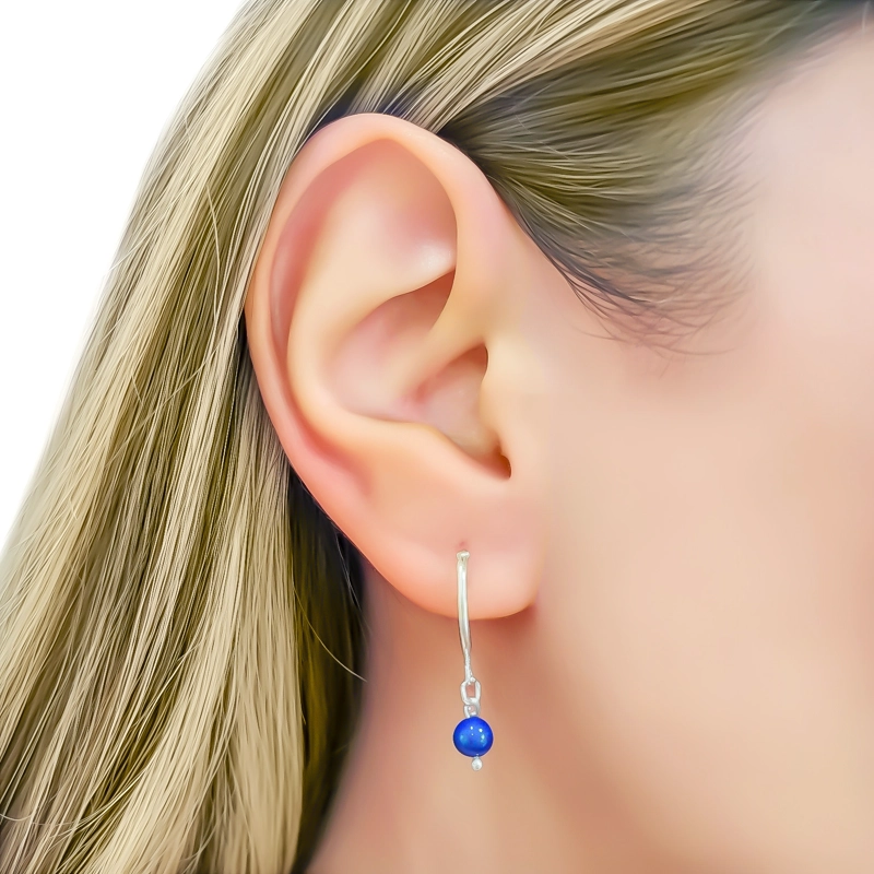AROS ARGOLLA BOLA4 MM LAPISLAZULI PLATA FINA 925 - 3
