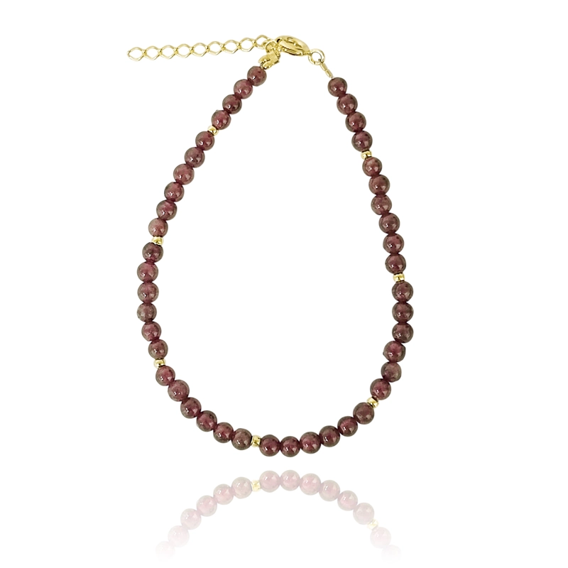 PULSERA GRANATE 3MM BOLITA ENCHAPADO ORO 18K - 1