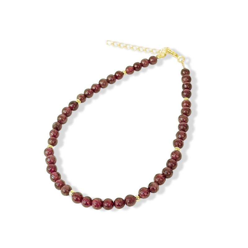 PULSERA GRANATE 3MM BOLITA ENCHAPADO ORO 18K - 2