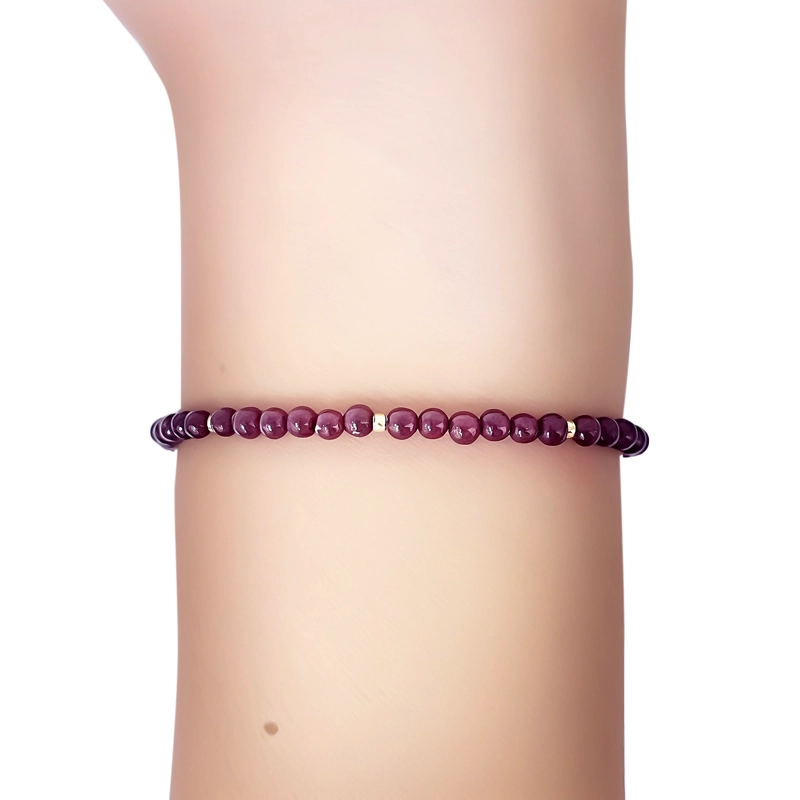 PULSERA GRANATE 3MM BOLITA ENCHAPADO ORO 18K - 3