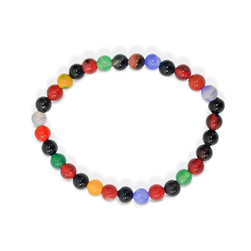 PULSERA AGATA COLORES 6MM ELASTICADA - 1