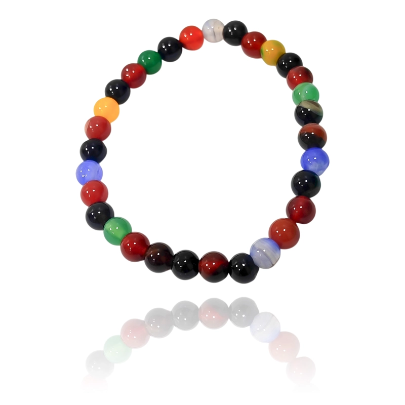 PULSERA AGATA COLORES 6MM ELASTICADA - 2