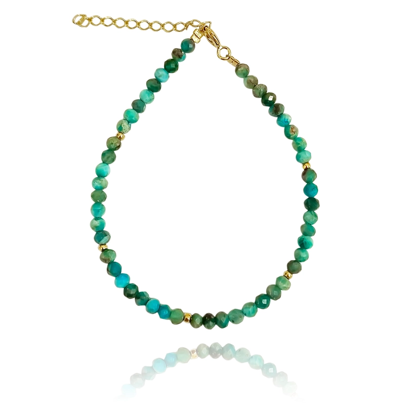 PULSERA APATITA FACETADA 3MM ENCHAPADO ORO 18K - 1