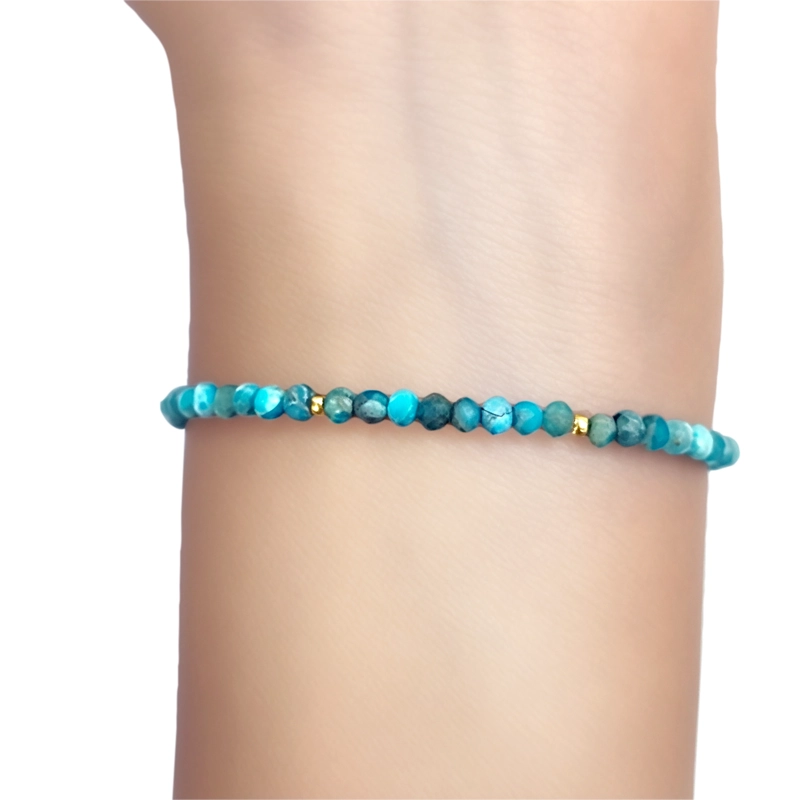 PULSERA APATITA FACETADA 3MM ENCHAPADO ORO 18K - 3