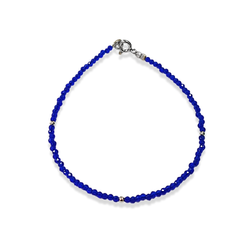 PULSERA CRISTAL AZUL BOLITA PLATA FINA 925 - 2