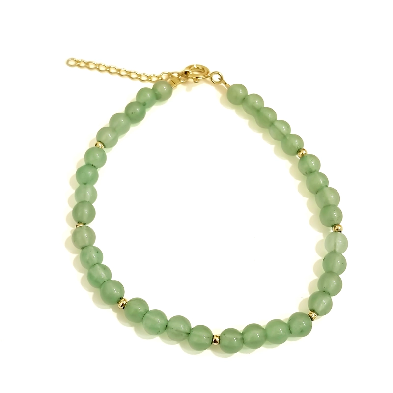 PULSERA JADE 4MM BOLITA ENCHAPADO ORO 18K - 1