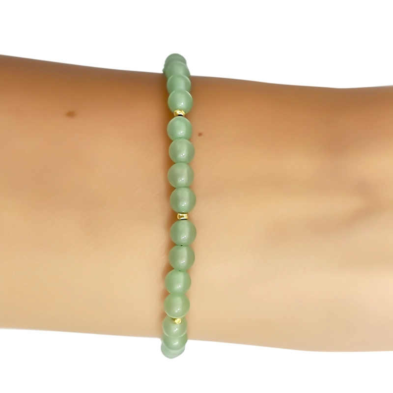 PULSERA JADE 4MM BOLITA ENCHAPADO ORO 18K - 2