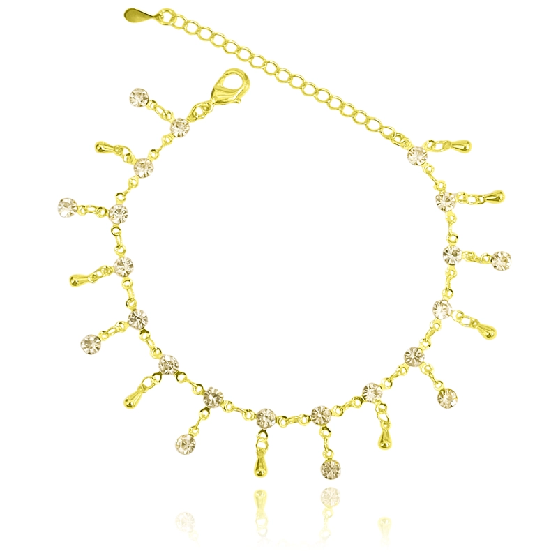 PULSERA STRASS GOTA COLGANTE ENCHAPADO ORO 18K - 2