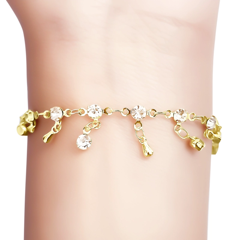 PULSERA STRASS GOTA COLGANTE ENCHAPADO ORO 18K - 3