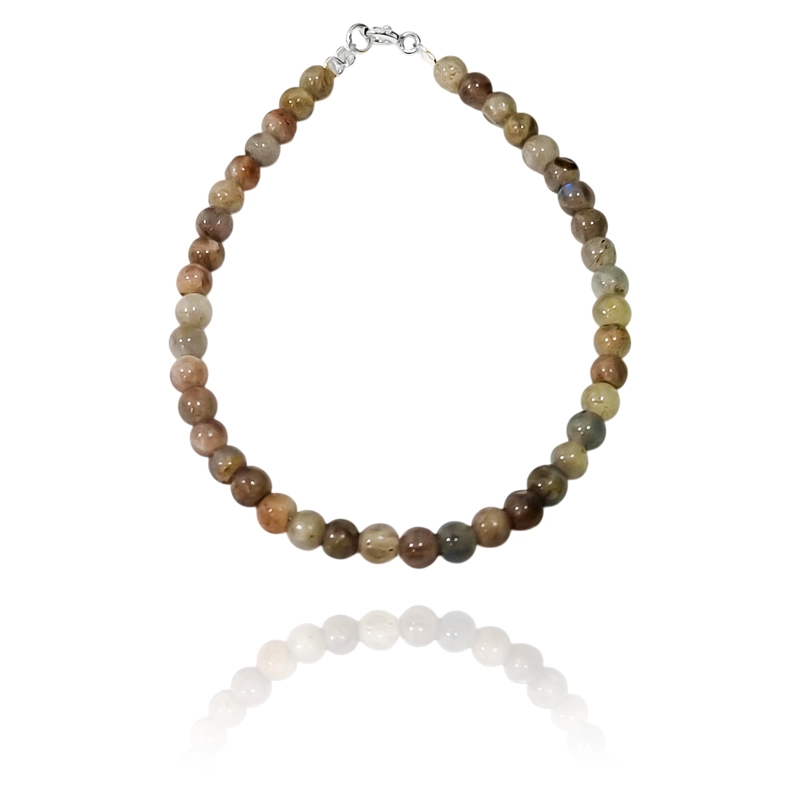 PULSERA LABRADORITA 4MM PLATA FINA 925 - 2
