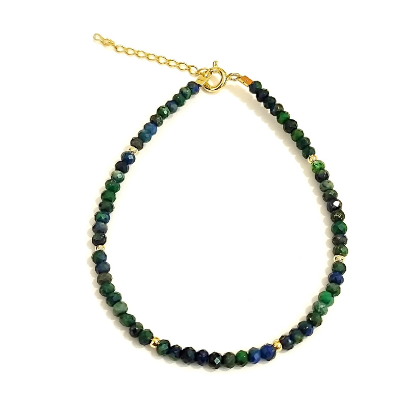 PULSERA AZURITA FACETADA 3MM ENCHAPADO ORO 18K - 1